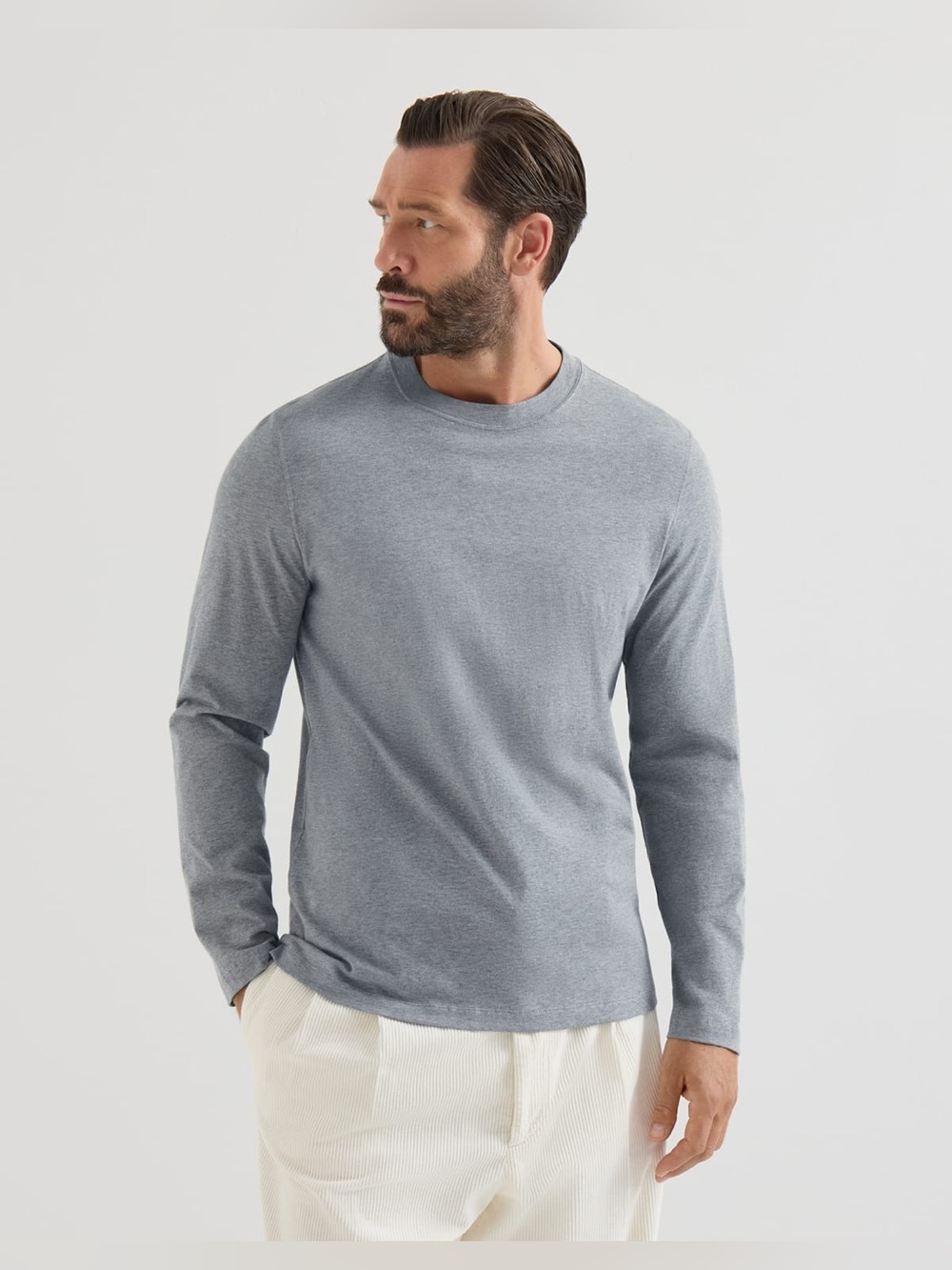 BRUNELLO CUCINELLI Grey Cotton Jersey Long Sleeve Crew Neck T-Shirt XXL Italy